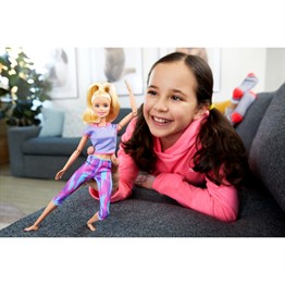 Barbie Sarışın Desenli Taytlı Sonsuz Hareket Bebeği Yeni Seri GXF04